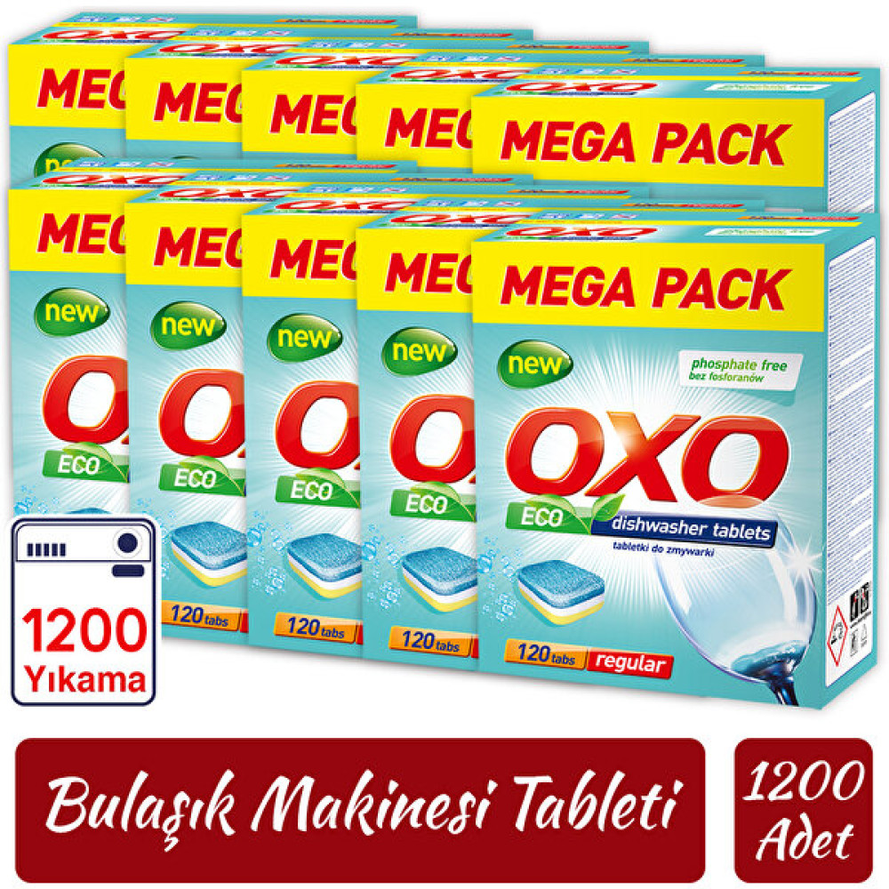 Oxo Bulaşık Makinesi Tableti Mega Paket Deterjan 1200 Tablet Hepsi Bir Arada (10X120) Bulaşık Yıkama Fiyatı