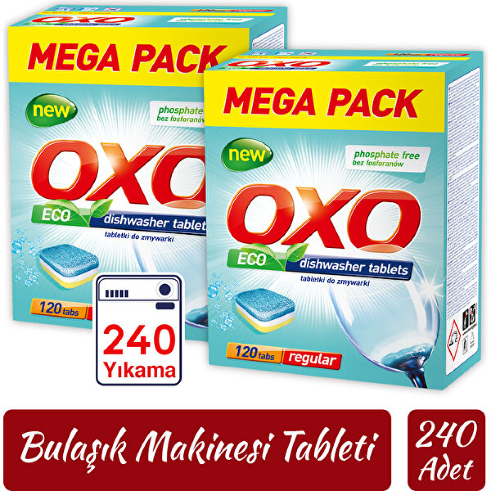 Oxo Bulaşık Makinesi Tableti Mega Paket Deterjan 240 Tablet Hepsi Bir Arada (2X120) Bulaşık Yıkama Fiyatı