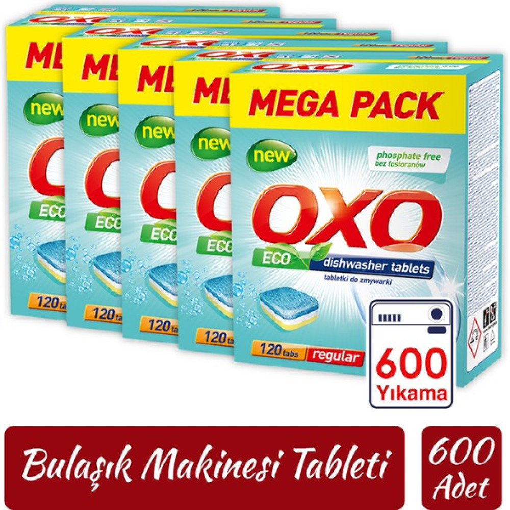Oxo Bulaşık Makinesi Tableti Mega Paket Deterjan 600 Tablet Hepsi Bir Arada (5X120) Bulaşık Yıkama Fiyatı