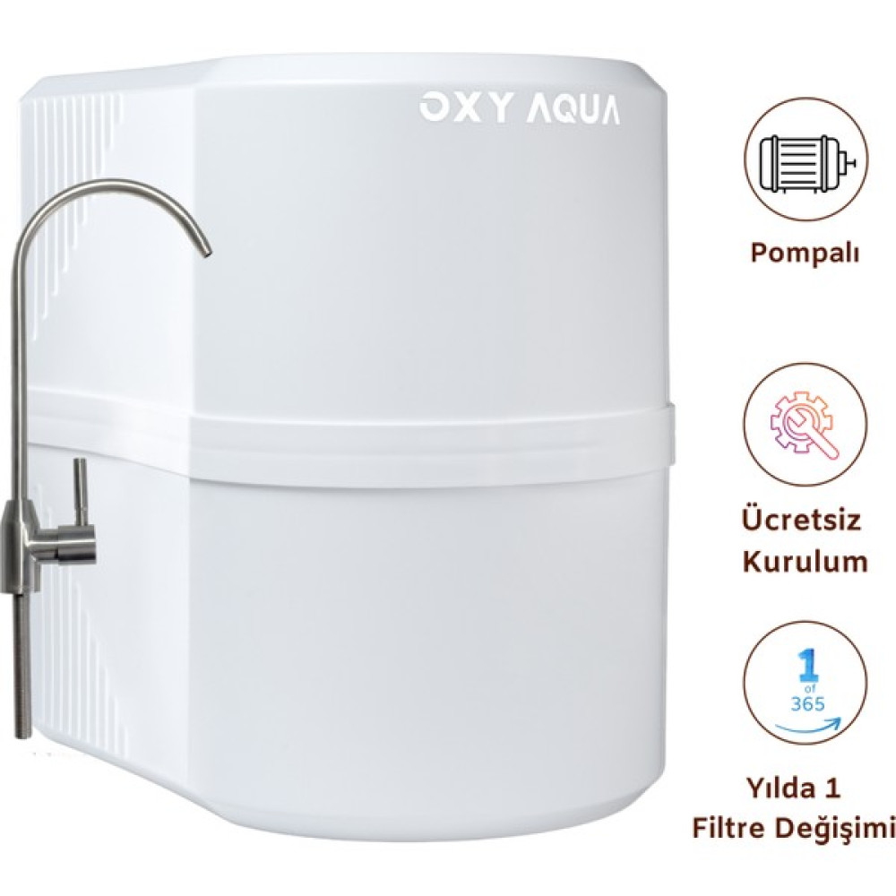 Oxy Aqua 15 Aşamalı Pompalı Çelik Su Tanklı Ph Alkali Mineral Filtreli Su Arıtma Cihazı Bahçe Makinesi Fiyatı