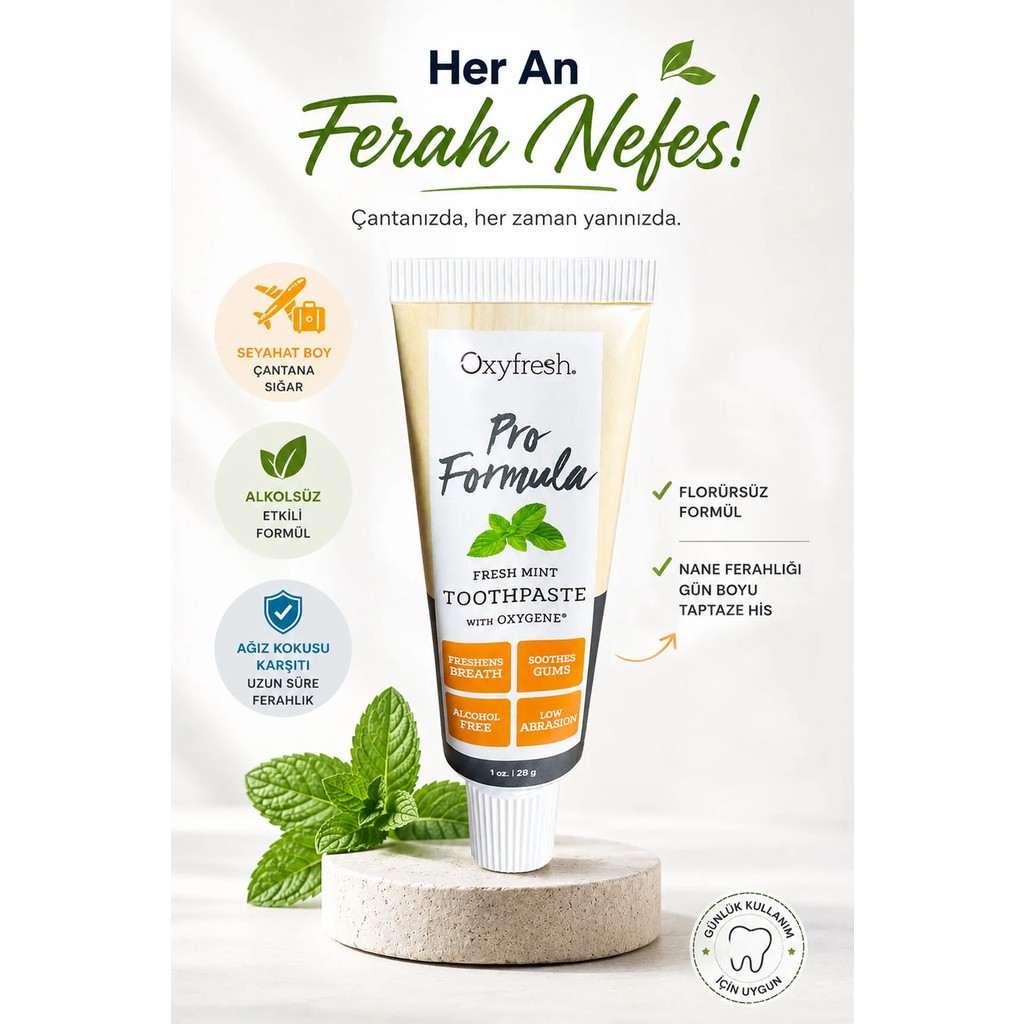 Oxyfresh Florürsüz Diş Macunu 28 gr Seyahat Boyu Sls Içermeyen Taze Nane Aromalı Ağız ve Diş Bakımı Diğer Fiyatı