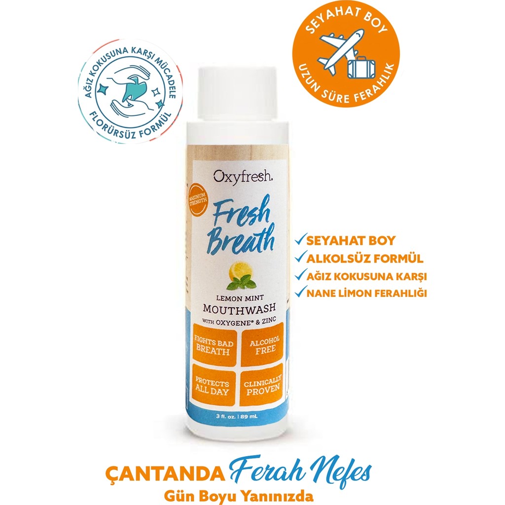 Oxyfresh Nane Limon Ağız Bakım Suyu 89 ml Seyahat Boyu Antibakteriyel Etki ile Ağız Sağlığını Destekler Diğer Fiyatı