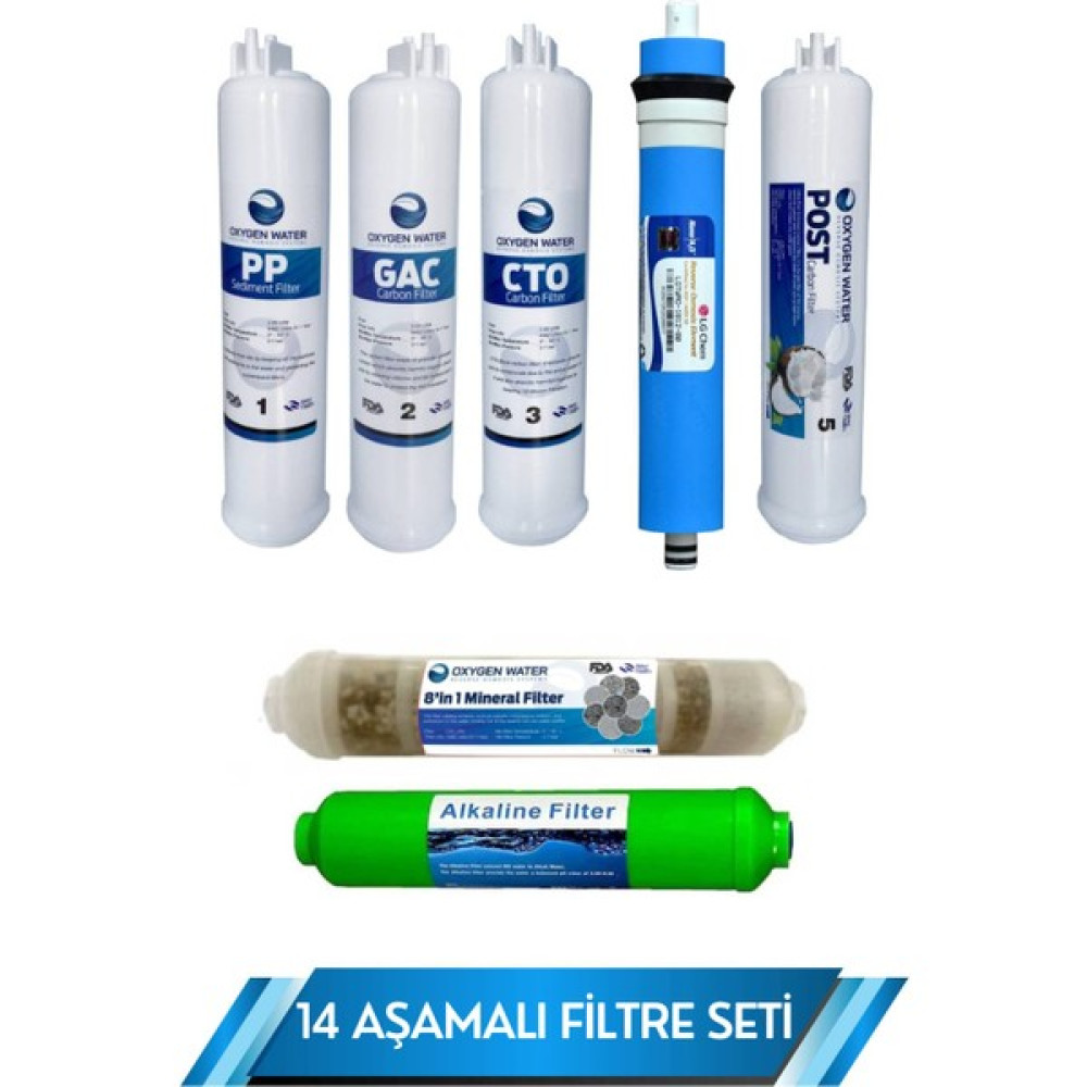 Oxygen Water 14 Aşamalı Cihazlar Ile Uyumu 7 Li Orijinal Filtre Seti Mineral ve Alkali Filtreli Bahçe Makinesi Aksesuar & Yedek Parça Fiyatı