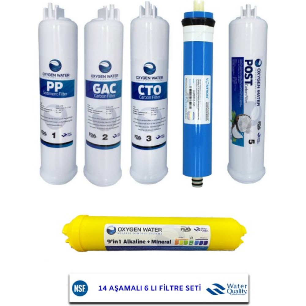 OXYGEN WATER 14 Aşamalı Yedek Filtre Seti 6'lı Filtre 9 In 1 Alkali Mineral Bahçe Makinesi Aksesuar & Yedek Parça Fiyatı