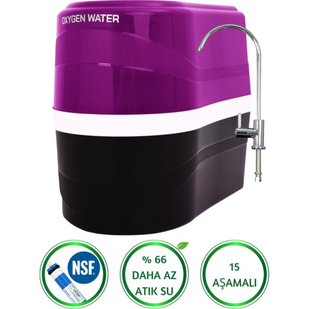 OXYGEN WATER Prime+ 15 Aşamalı Ph Alkali Mineral Filtreli Çelik Su Tanklı En Az Atık Su Atan Su Arıtma Cihazı Bahçe Makinesi Fiyatı