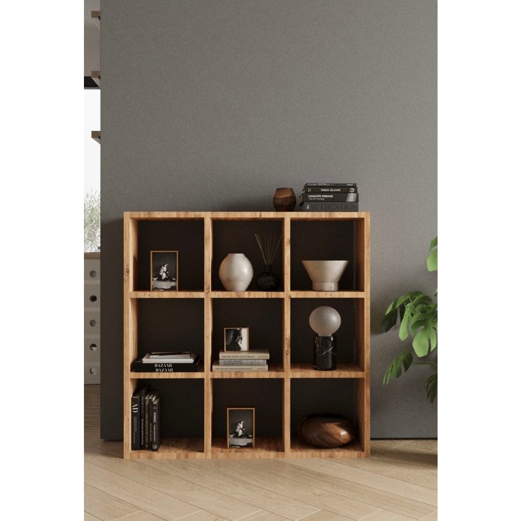 Oya 9 Raflı Kare Kitaplık - Atlantik Çam Kitaplık Fiyatı
