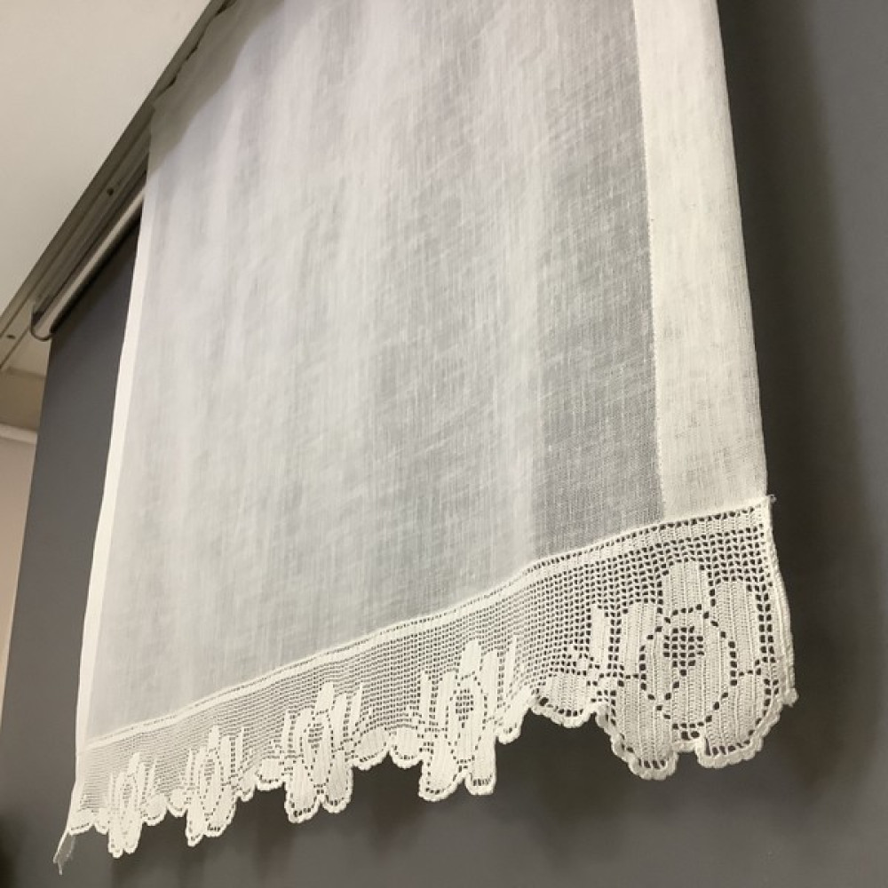 Oya Home El Örme Dantelli Perde -90 x 90 cm - Beyaz - 90 x 90 cm Perde Fiyatı