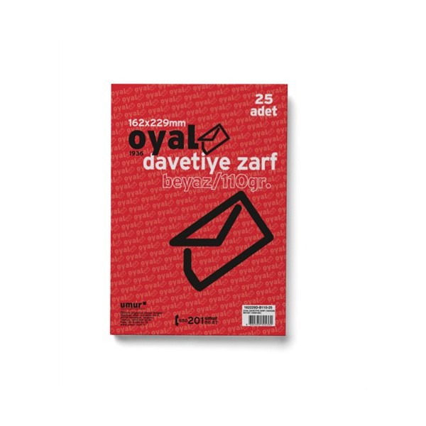 Oyal Davetiye Zarfı (16.2x22.9) Beyaz 110Gr-25li Diğer Fiyatı