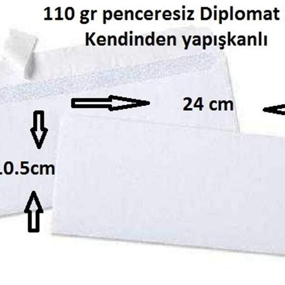 Oyal Diplomat 105x240 mm 110 gr 500'lü Penceresiz Zarf