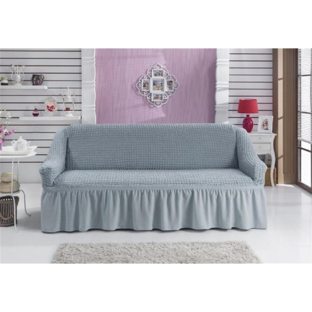 Oyalı Textile Koltuk Kilifi Kanepe Kılıfı Tekli Set Likralı Çekyat Örtüsü Bürümcük Etekli Takim Pike 3 Lü Koltuk - 190 x 230 cm - Gri Koltuk & Kanepe Örtüsü Fiyatı