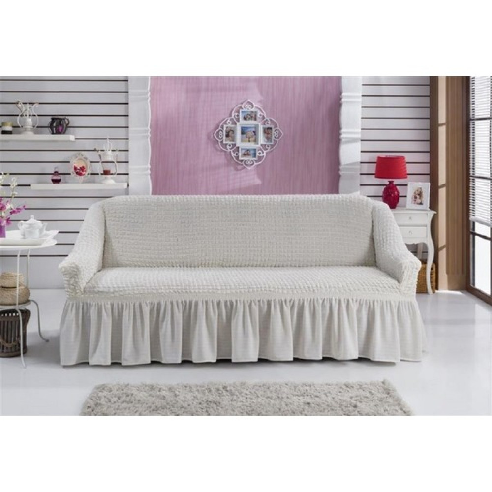 Oyalı Textile Koltuk Kilifi Kanepe Kılıfı Tekli Set Likralı Çekyat Örtüsü Bürümcük Etekli Takim Pike 3 Lü Koltuk - 190 x 230 cm - Natural Koltuk & Kanepe Örtüsü Fiyatı