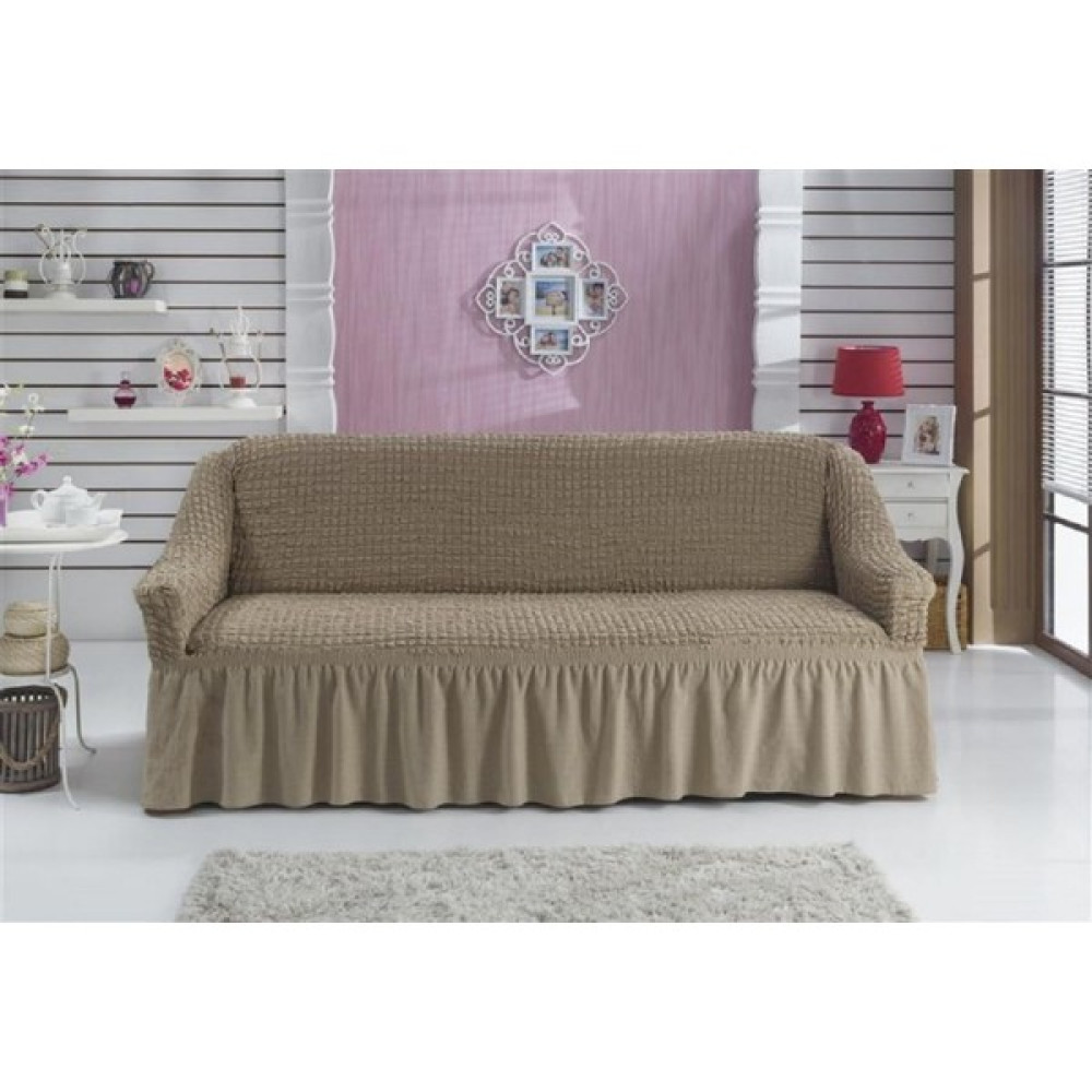Oyalı Textile Koltuk Kilifi Kanepe Kılıfı Tekli Set Likralı Çekyat Örtüsü Bürümcük Etekli Takim Pike 3 Lü Koltuk - 190 x 230 cm - Taş Koltuk & Kanepe Örtüsü Fiyatı