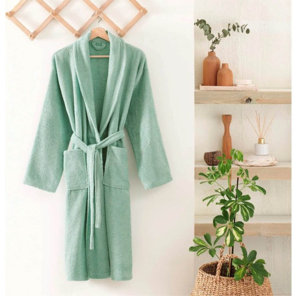 Oyalı Textile Organik Pamuk Bornoz Salyaka Bukle Antialerjik Soft Bonoz Hediyelik Günlük Ceyizlik Erkek Kadın - Mint - L Bornoz Fiyatı