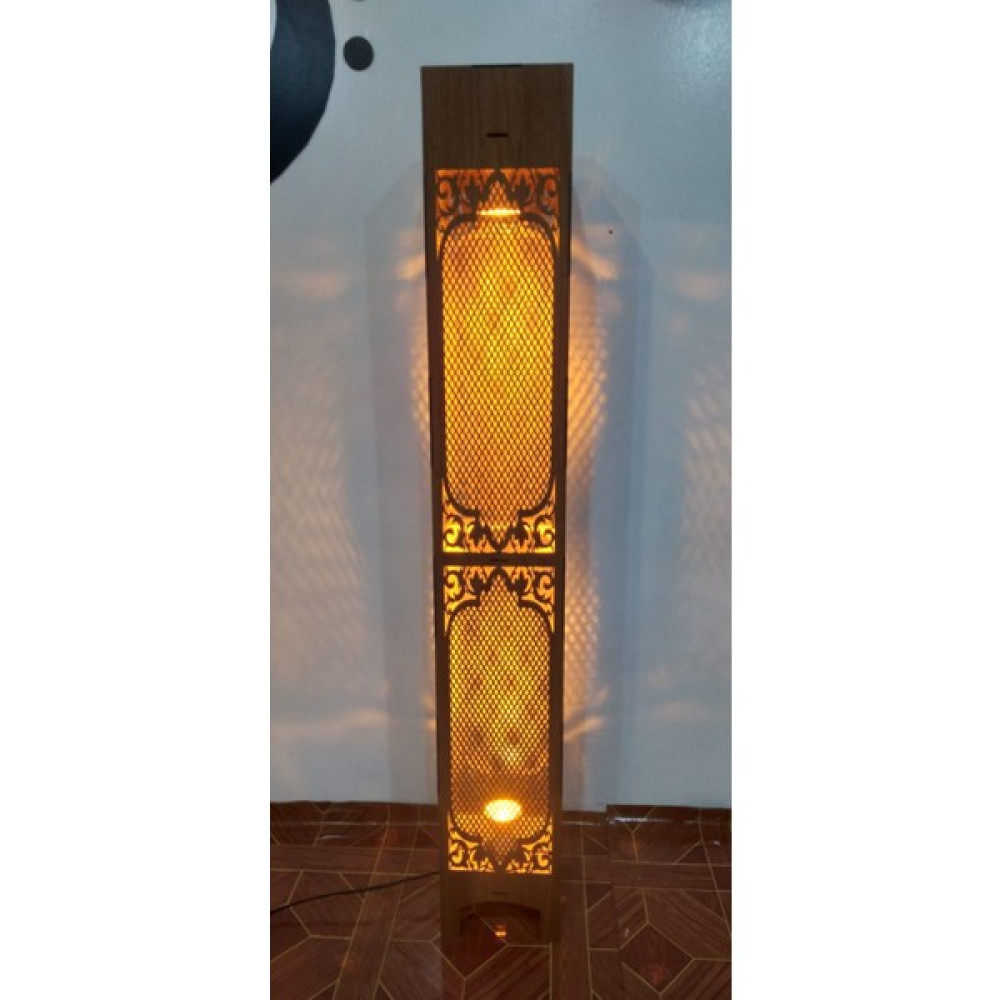 Öykü Dekor Ahşap Ev Dekorasyonu Gece Aydınlatması Gece Lambası LED Işıklı Lambader 100CM - Açık Kahverengi Lambader Fiyatı