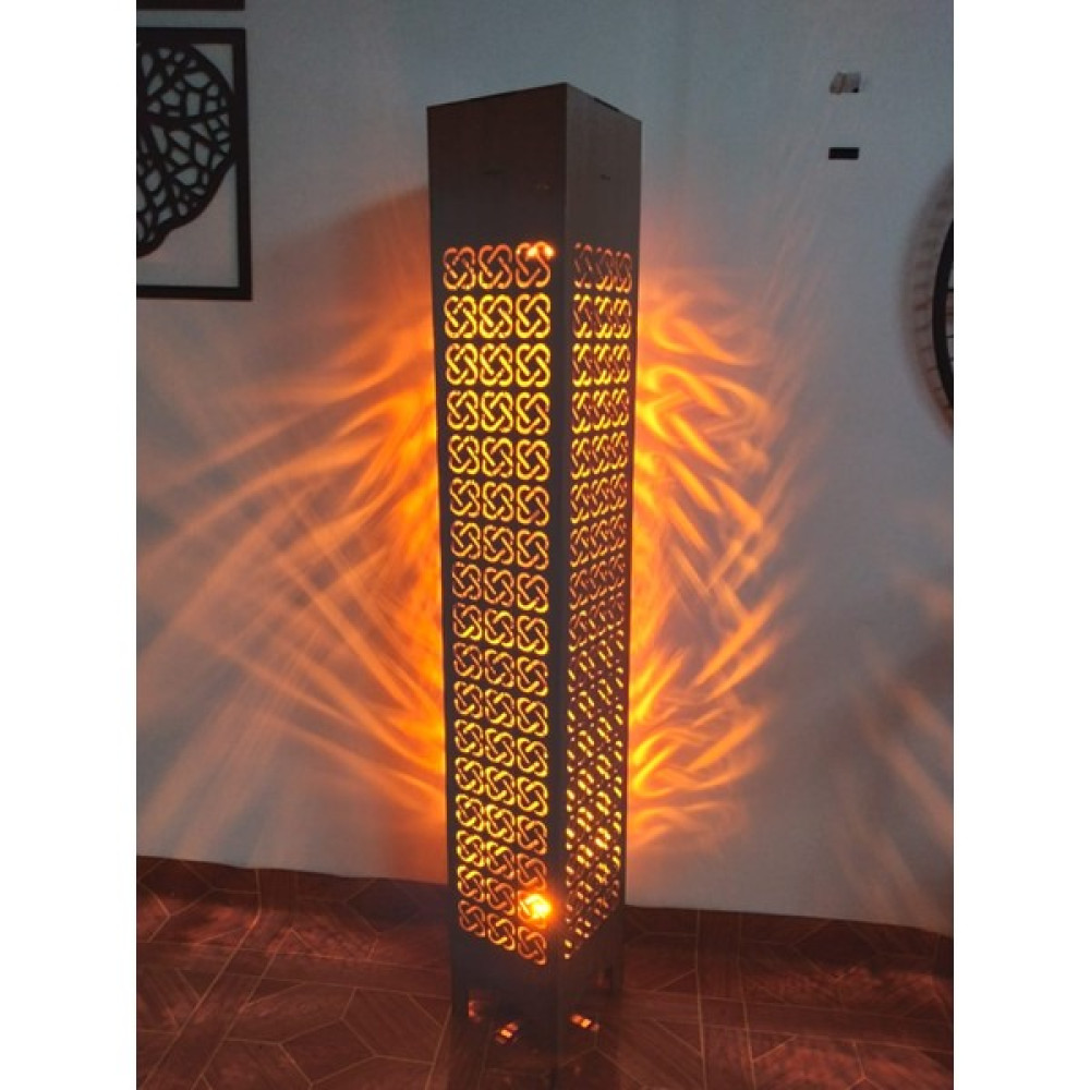 Öykü Dekor Ahşap Ev Dekorasyonu Gece Aydınlatması Gece Lambası LED Işıklı Lambader 100CM - Ceviz Lambader Fiyatı
