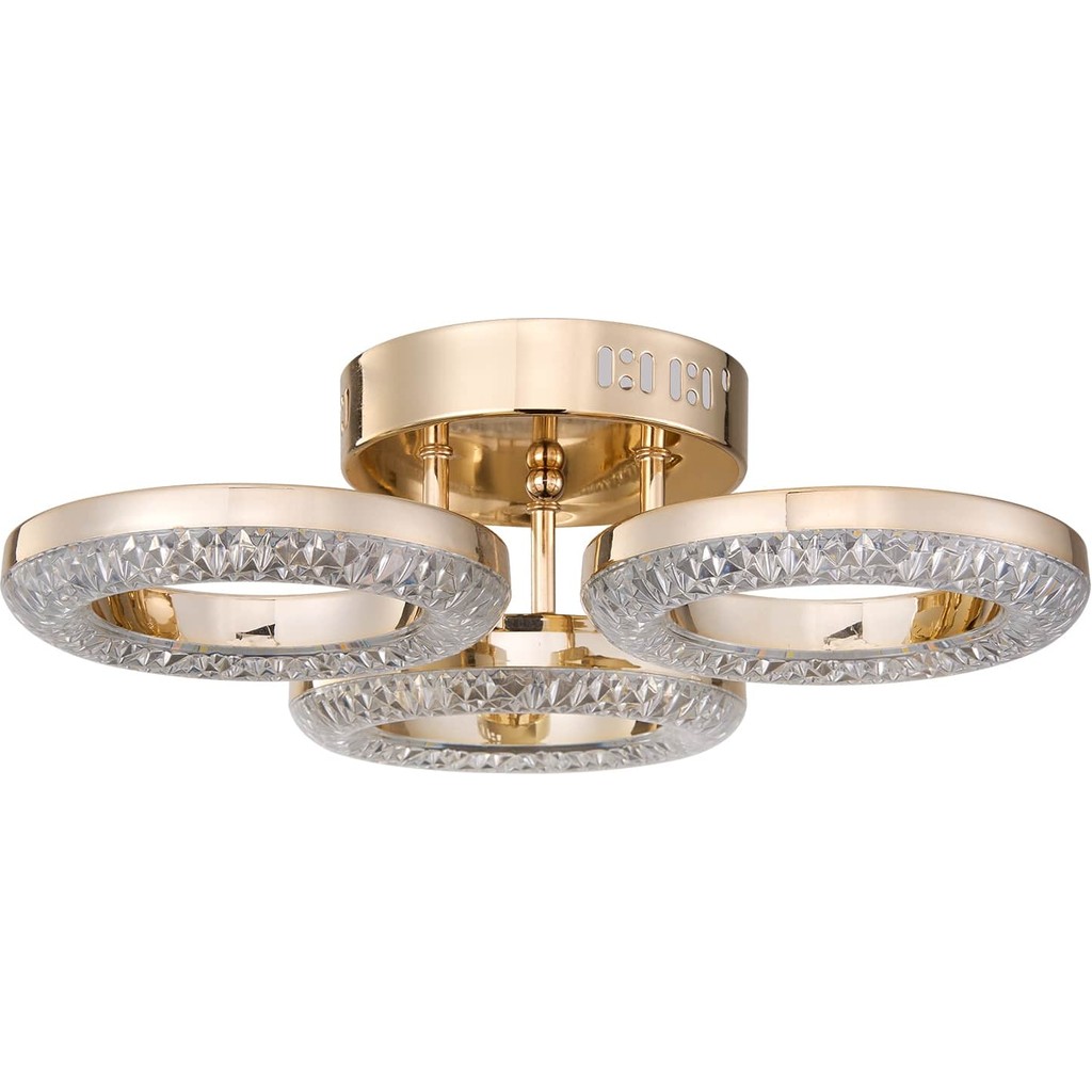 Oylum 3'lü Gold 24 Watt Kristalli Koridor Salon LED Plafonyer Avize - 3 - Krom Avize Fiyatı