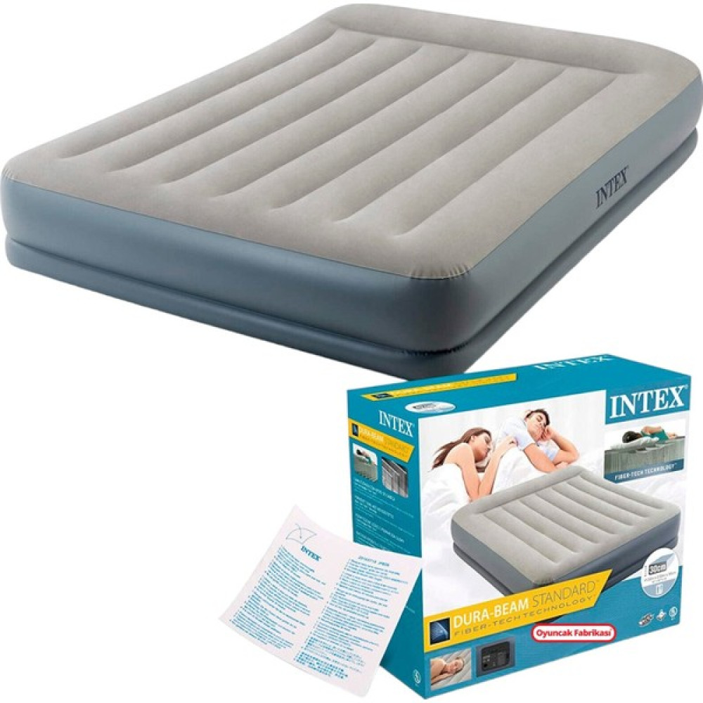 Oyuncak Fabrikası Intex Elektrikli Çift Kişilik Şişme Yatak Queen Pillow Fiber-Tech 152X203X30 cm Şişme Yatak Fiyatı