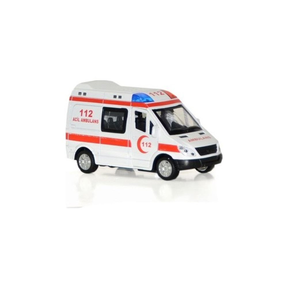 Oyuncak Zinciri Sesli Metal Ambulans - Renkli Oyuncak Araç Fiyatı