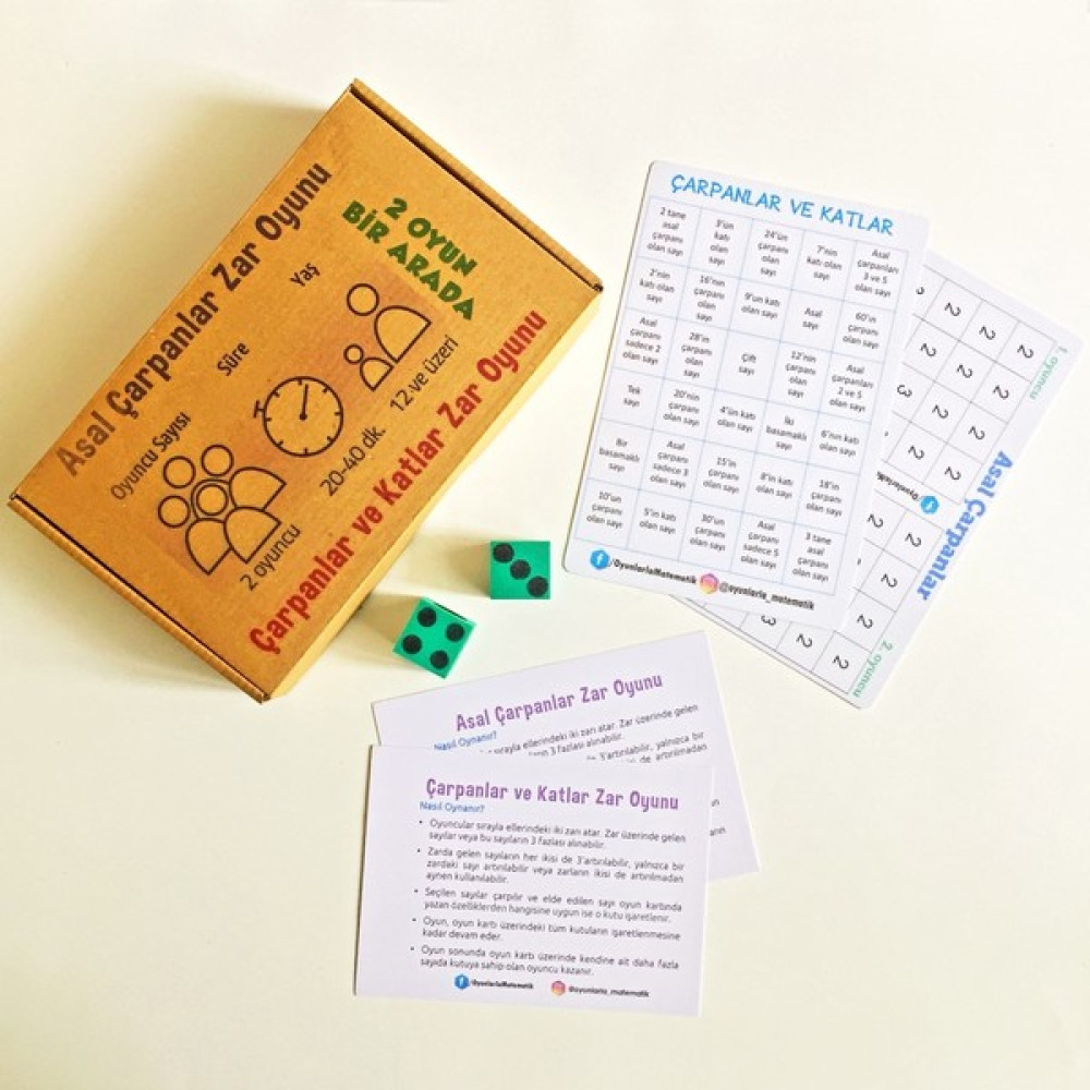 Oyunlarla Matematik Asal Çarpanlar - Çarpanlar ve Katlar Zar Oyunları - 2 Oyun Bir Arada - Matematik Işlem Eğitici Eğlenceli Oyun Oyun Takımları Fiyatı