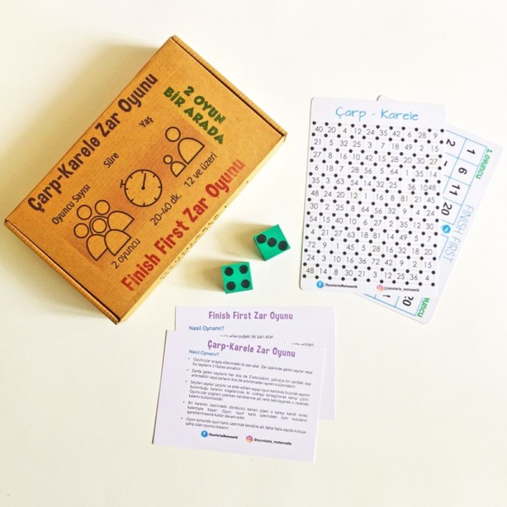 Oyunlarla Matematik Çarp-Karele ve Finish First Zar Oyunları - 2 Oyun Bir Arada - Matematik Işlem Eğitici Eğlenceli Oyun Oyun Takımları Fiyatı