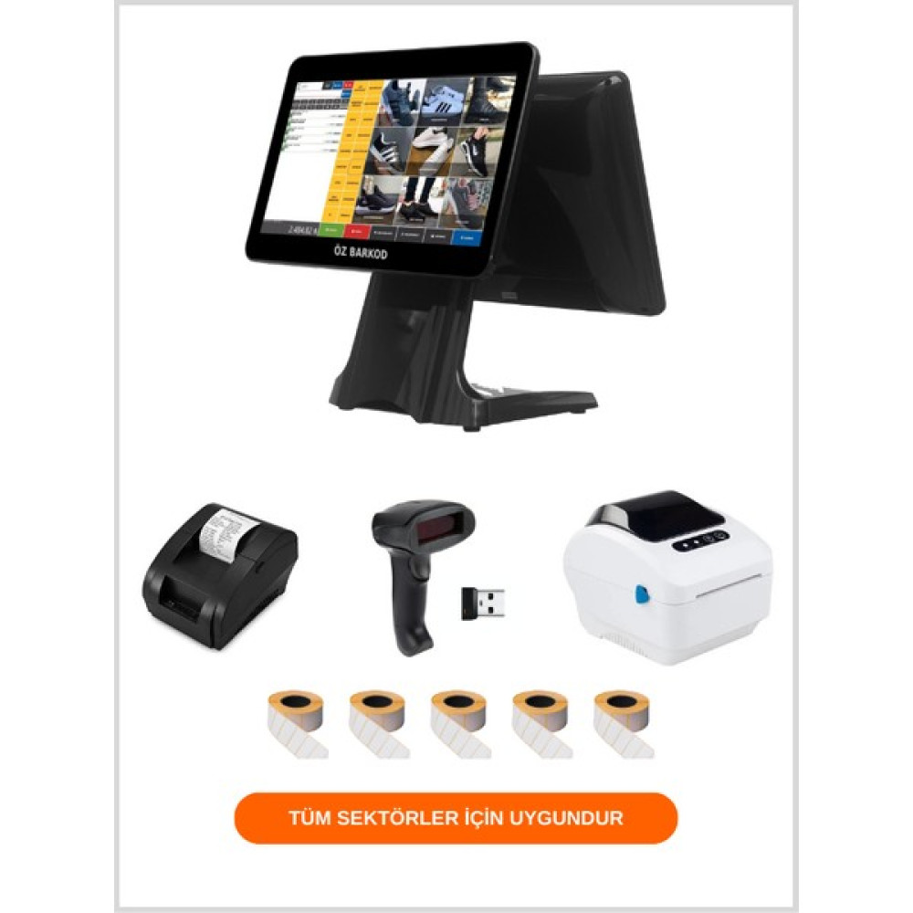 Öz Barkod Barkodlu Satış Sistemi - Çift Ekran I5 - (Barkod Sistemi - Gold Paket 1) Oto Boyaları Fiyatı