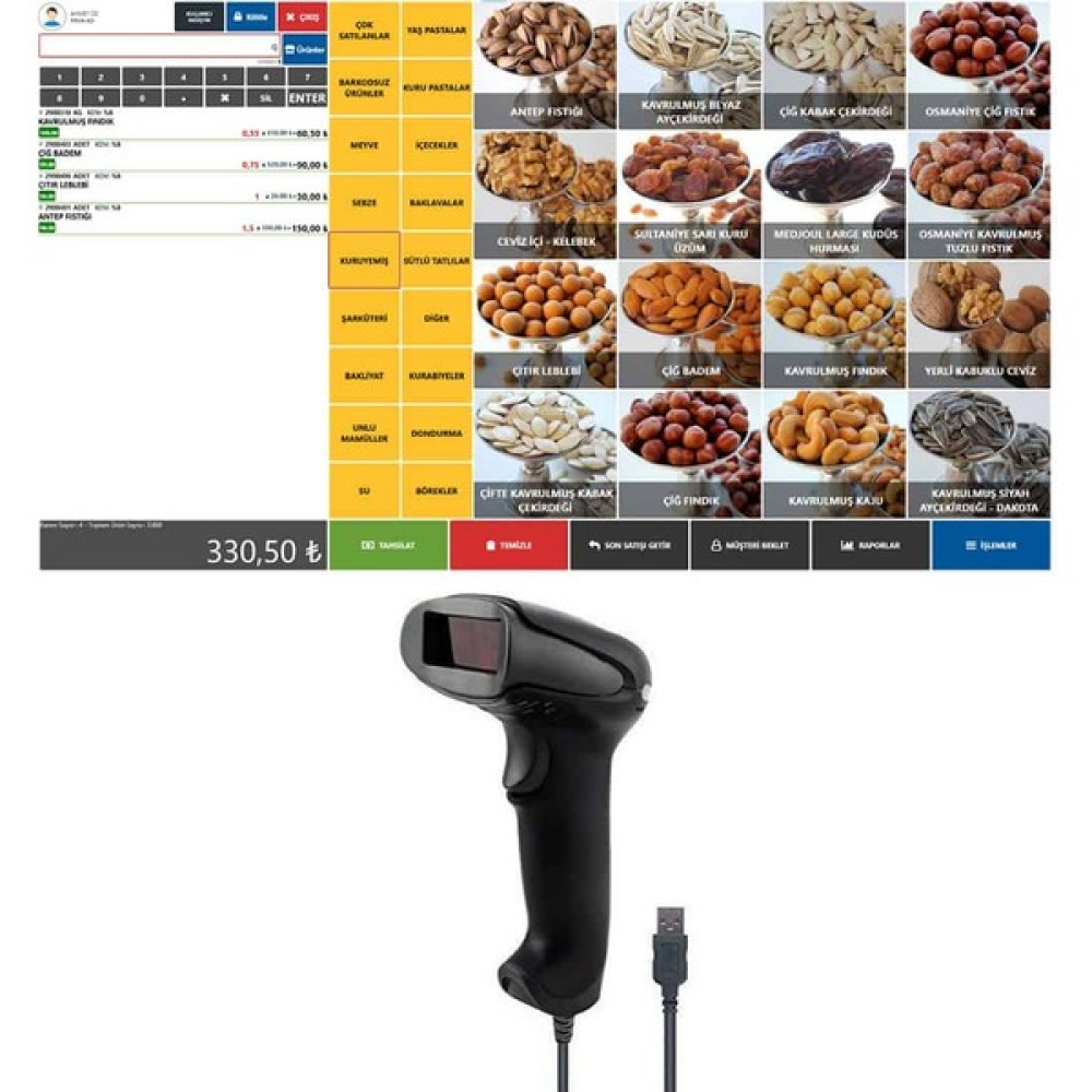 Öz Barkod Kablolu Barkod Okuyucu + Barkodlu Satış Sistemi Programı - USB - Siyah Yazıcılar Fiyatı