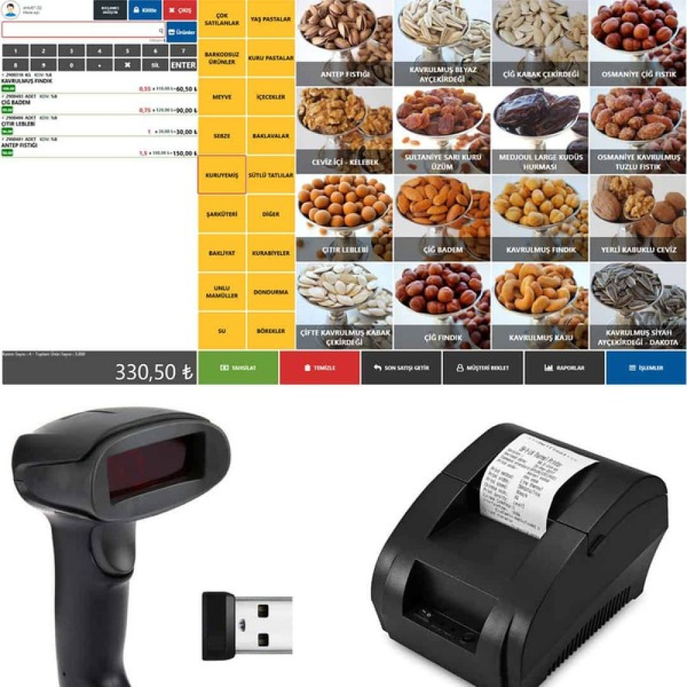 Öz Barkod Kablosuz Barkod Okuyucu+ Fiş Yazıcı+ Barkodlu Satış Sistemi Programı - USB - Siyah Yazıcılar Fiyatı