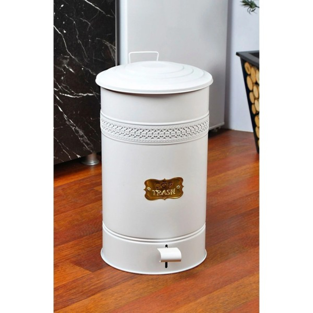 Öz House Galvaniz Metal Pedallı Çöp Kovası 30 Litre Beyaz Yıldıray Metal Çöp Kovaları Fiyatı