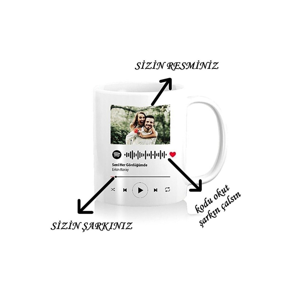 Öz Kupa Kişiye Özel Spotify Şarkı Kodlu Resimli Kupa Bardak Kupa Fiyatı