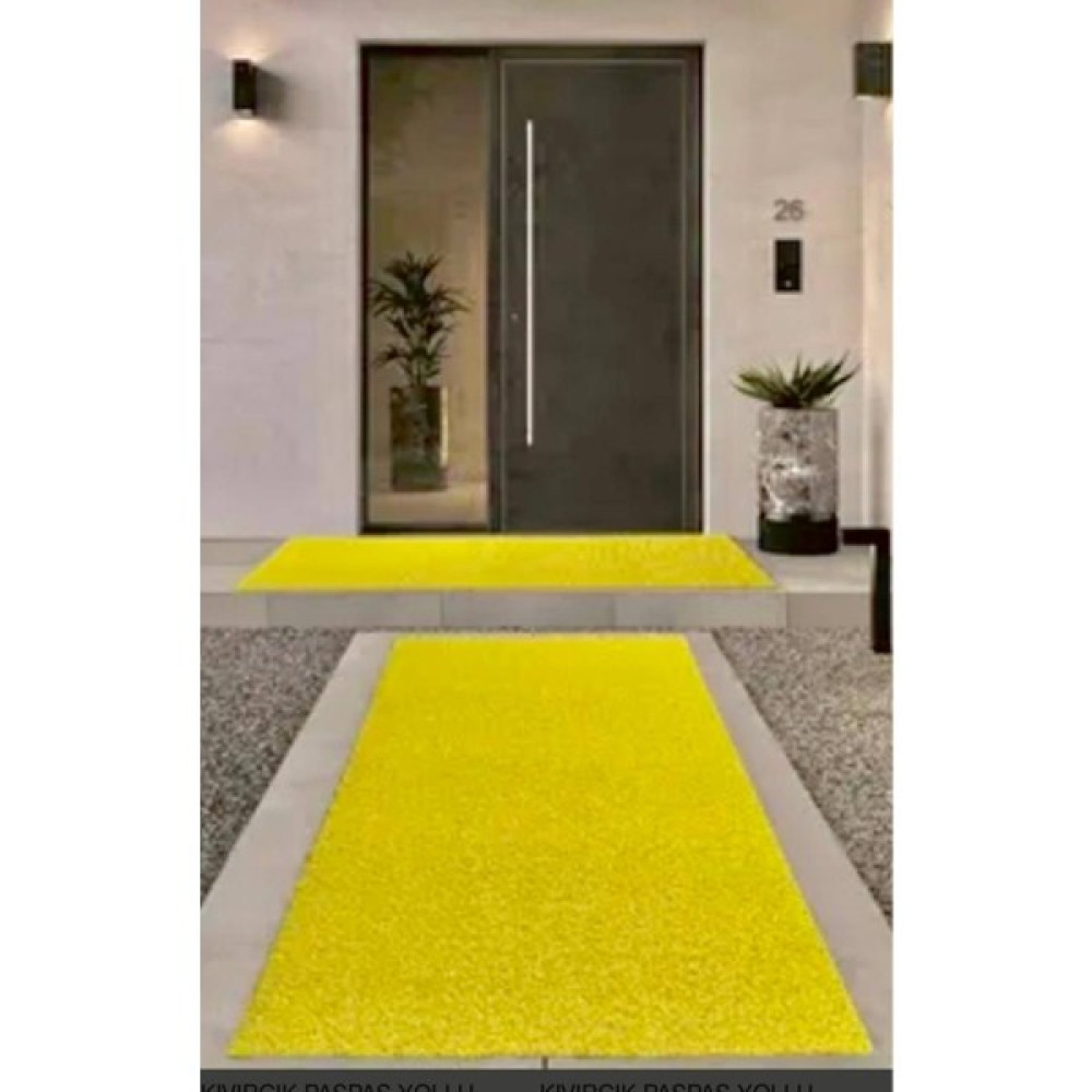Özbalban Kıvırcık Paspas Kaymaz Paspas 14 mm Sarı Yolluk Antibakteriyal Hijyenik - 120 x 350 cm Dış Mekan & Bahçe Oyuncakları Fiyatı
