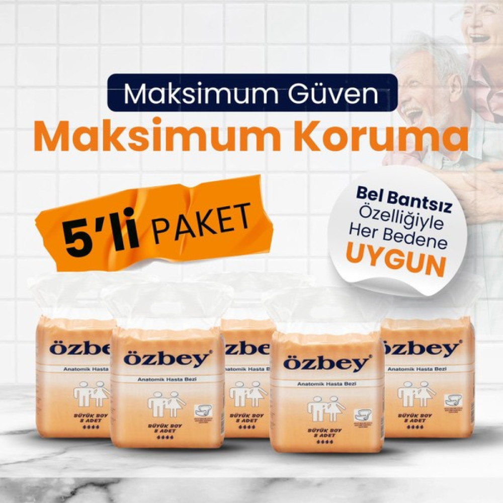 Özbey Anatomik Hasta Bezi Büyük Boy (L) 40 Adet (Belbantsız) + Yanında Islak Mendil Hasta Bezleri ve Temizliği Fiyatı