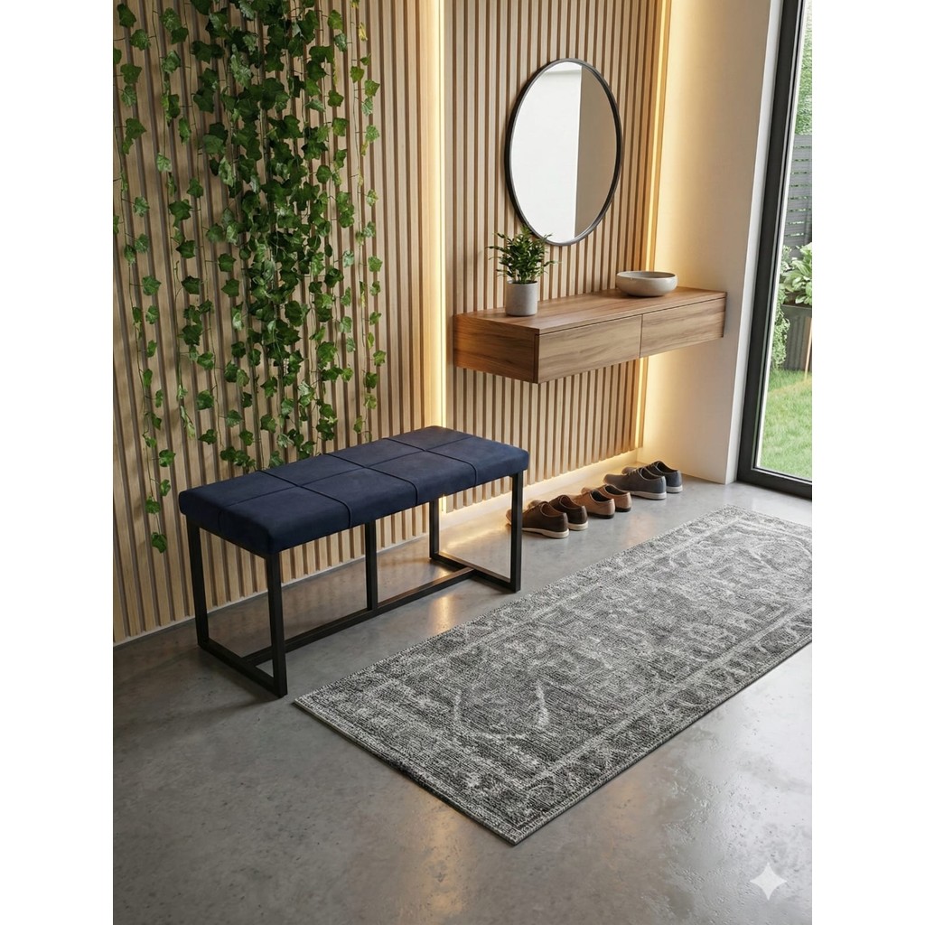 Özcan Mobilya Aksesuar 105×40 Siyah Metal Ayaklı Bench Puf Bank Antre Mutfak Salon Yatak Odası Puf Bank 105×40 - Füme Diğer Fiyatı