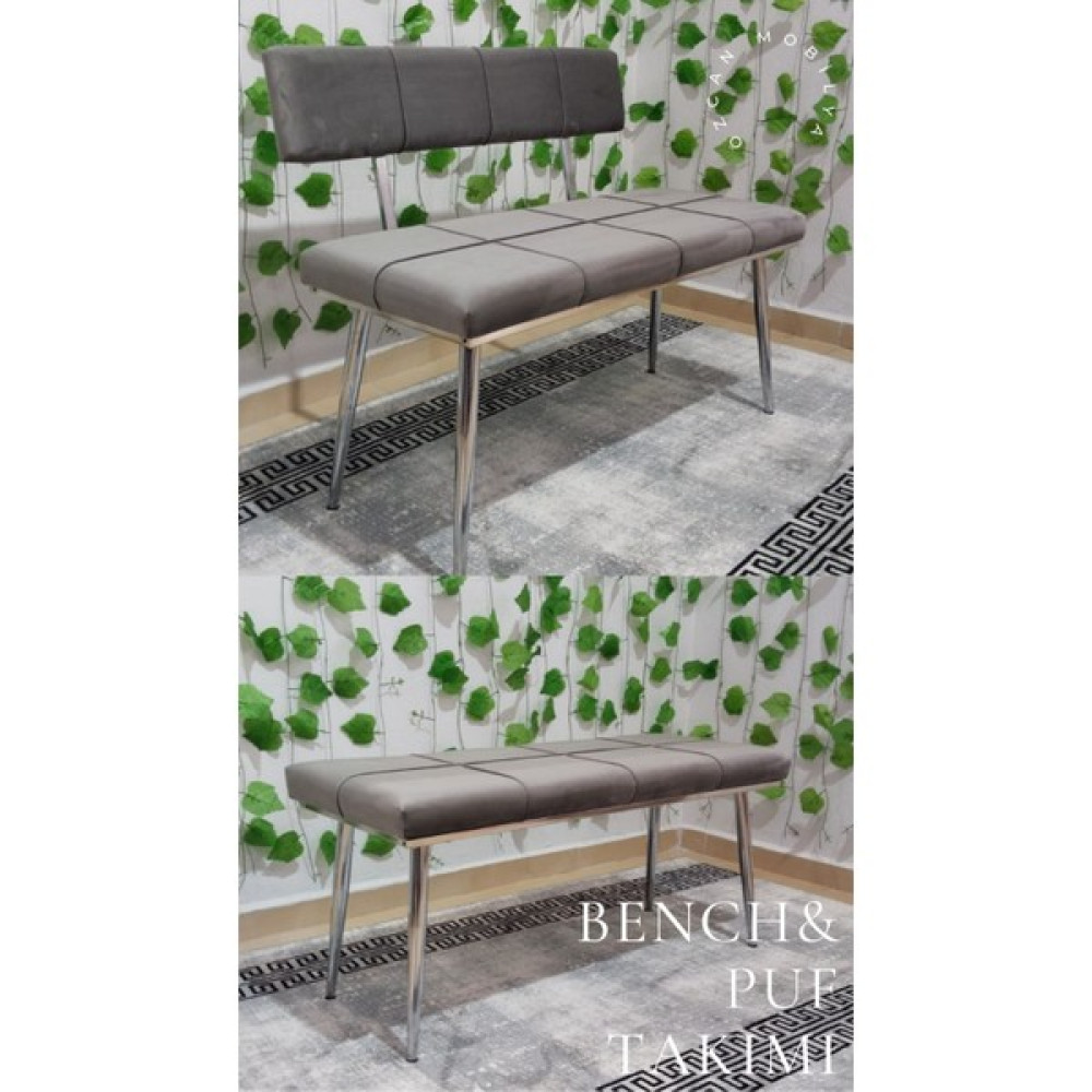 Özcan Mobilya Aksesuar Krom Metal Ayaklı Bench Sırtlı Mutfak Salon Antre Yatak Odası Puf Bank Oturak Takımı Mutfak Dolabı / Mobilyası Fiyatı