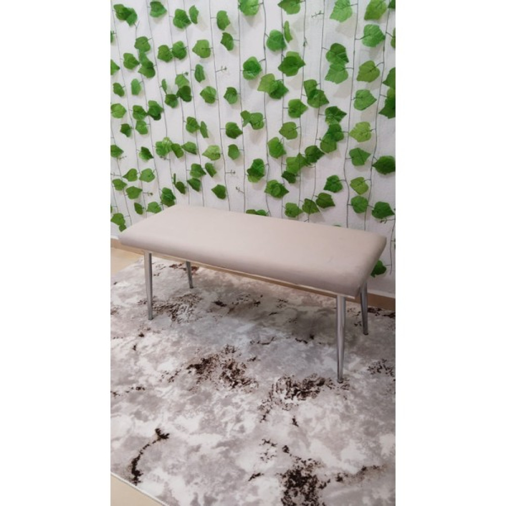 Özcan Mobilya Aksesuar Krom Metal Ayaklı Metal Kasalı Bench Mutfak Salon Antre Yatak Odası Balkon Puf Bank - Krem Mutfak Dolabı / Mobilyası Fiyatı