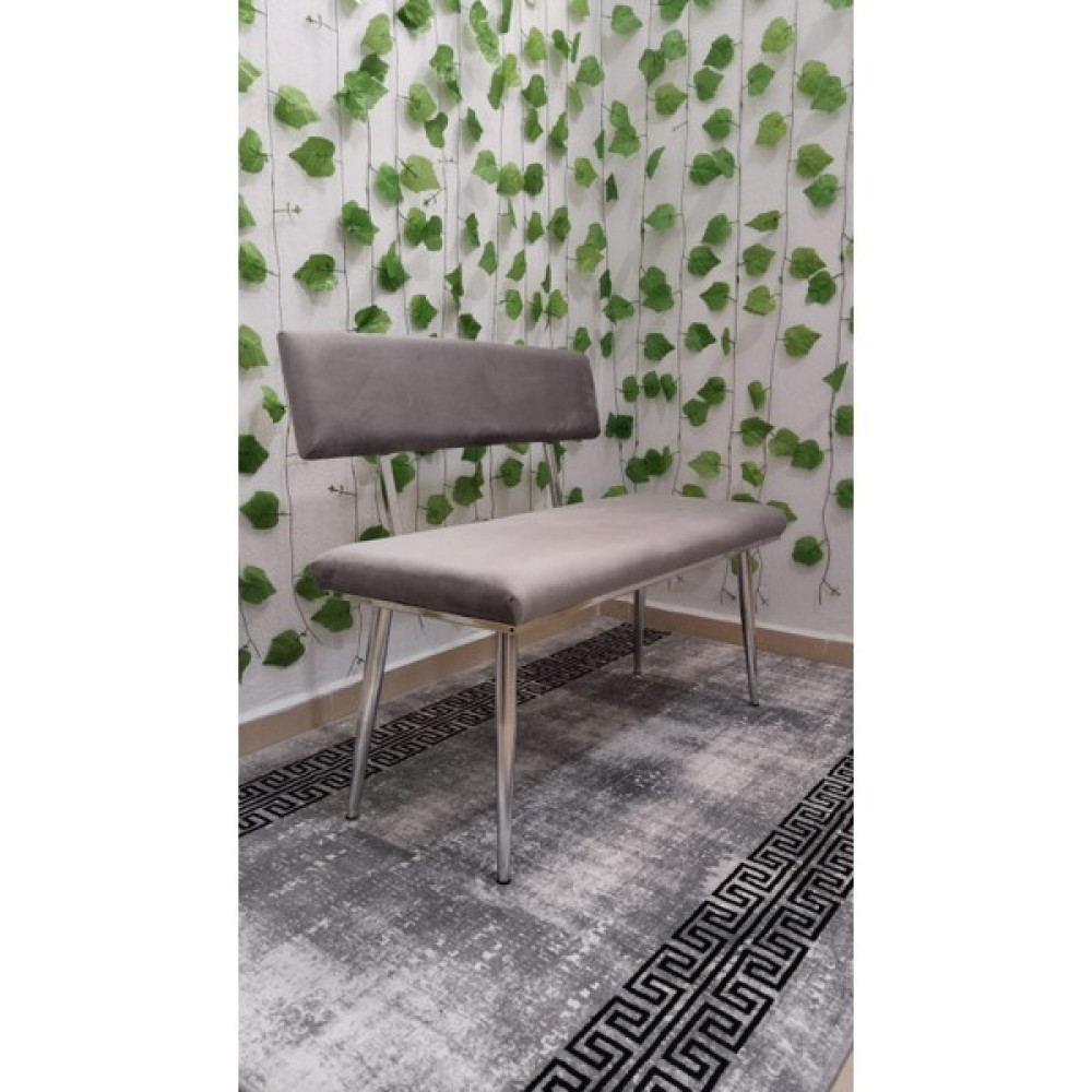 Özcan Mobilya Aksesuar Krom Metal Ayaklı Metal Kasalı Sırtlı Mutfak Salon Antre Yatak Odası Balkon Bench Puf Bank Oturak - Gri Puf Fiyatı