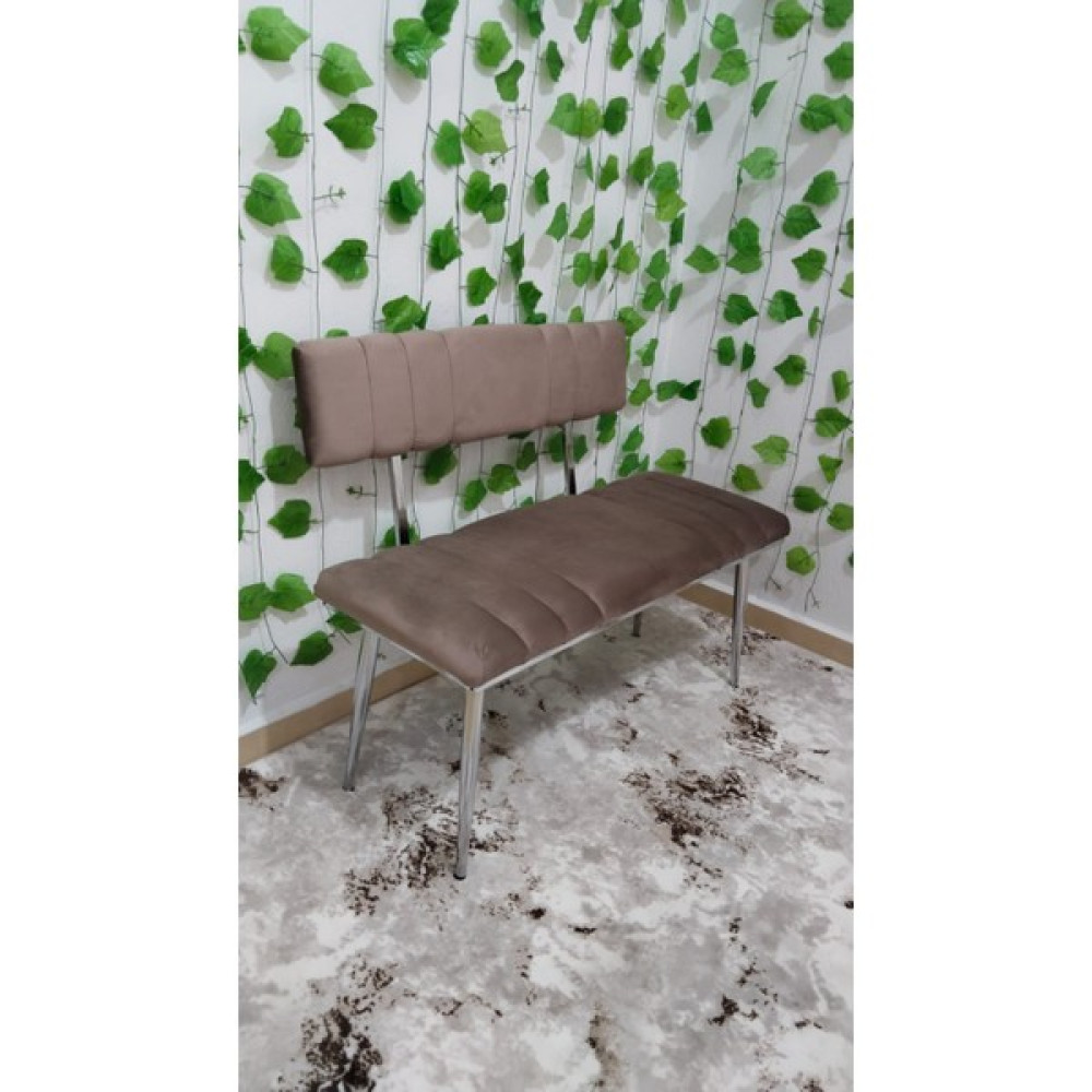 Özcan Mobilya Aksesuar Krom Metal Ayaklı Metal Kasalı Sırtlı Mutfak Salon Antre Yatak Odası Balkon Puf Bank Oturak - Kahverengi Mutfak Dolabı / Mobilyası Fiyatı