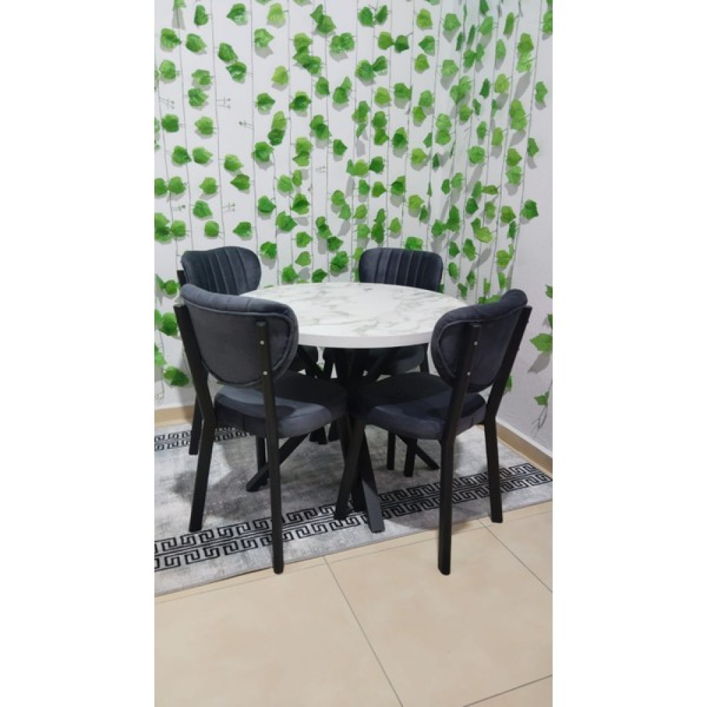 Özcan Mobilya Aksesuar Mutfak Salon Masa Sandalye Takımı Elma Sandalye Takımı - Beyaz - Füme Masa - Sandalye Seti / Takımı Fiyatı