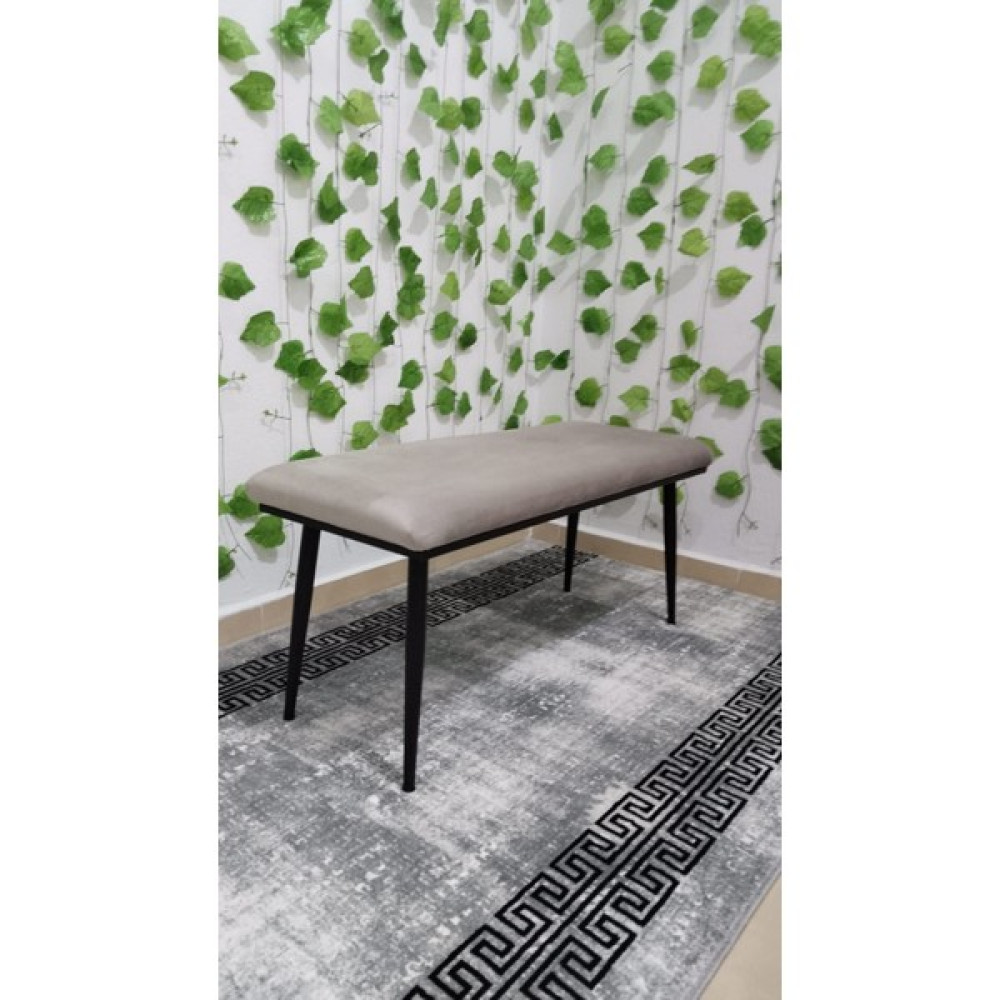 Özcan Mobilya Aksesuar Siyah Metal Ayaklı Metal Kasalı Bench Mutfak Salon Antre Yatak Odası Balkon Puf Bank - Krem Mutfak Dolabı / Mobilyası Fiyatı