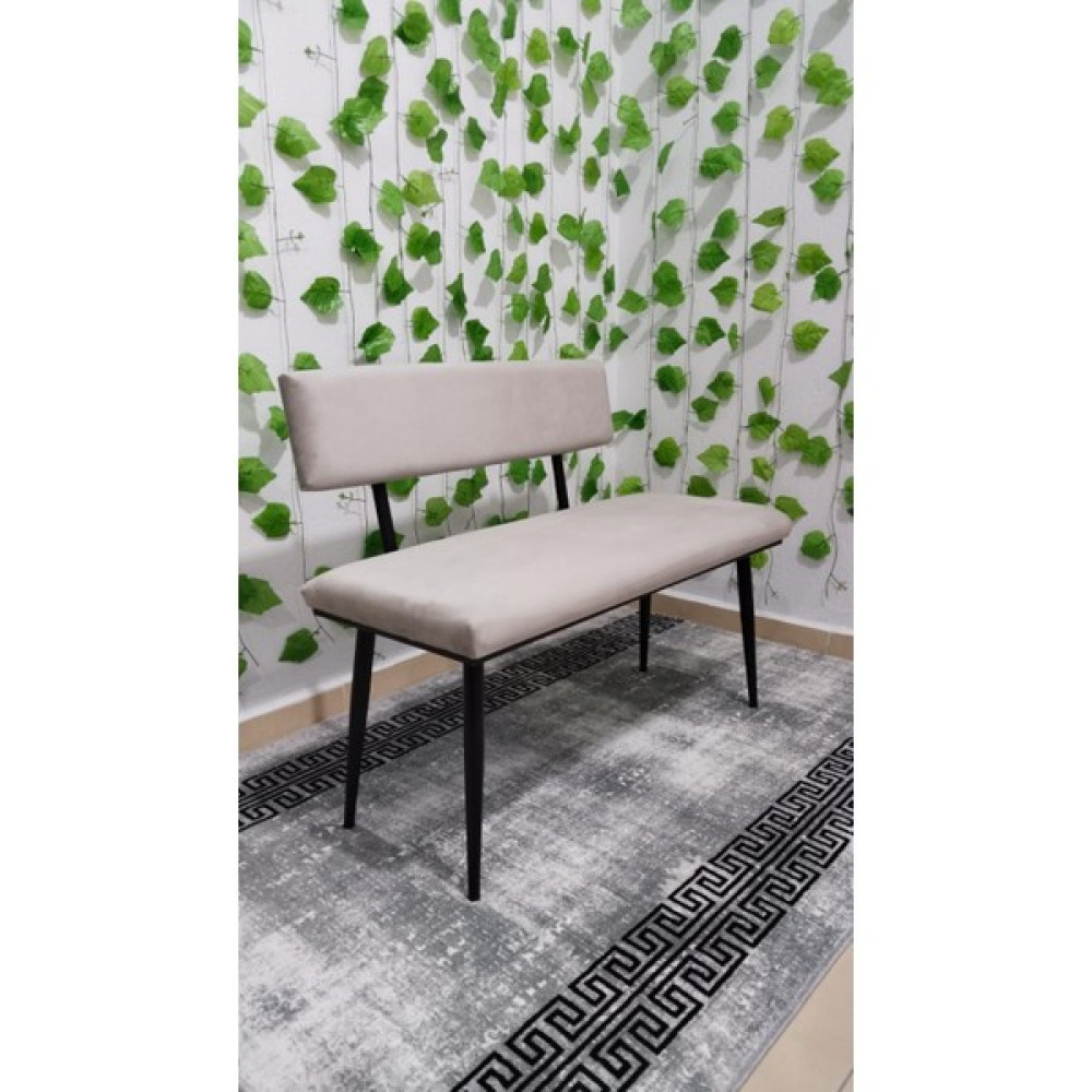 Özcan Mobilya Aksesuar Siyah Metal Ayaklı Metal Kasalı Sırtlı Mutfak Salon Antre Yatak Odası Balkon Puf Bank Bench Oturak - Krem Mutfak Dolabı / Mobilyası Fiyatı