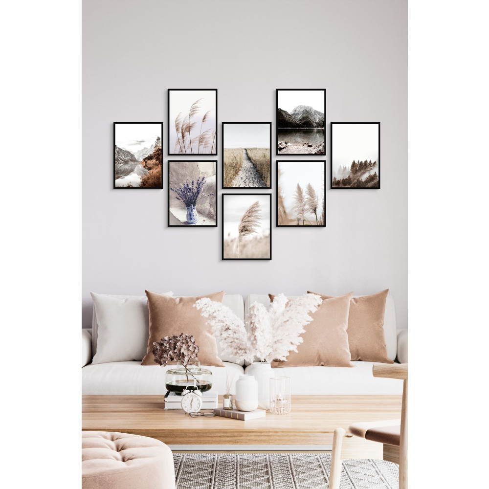 ÖZCANLAR ÇERÇEVE Çerçevesiz Çerçeve Görünümlü 8 Parça Mdf Tablo Seti Çoklu Baskı Seti Mdf Baskı 80 x 80 Beden Tablo & Poster Fiyatı