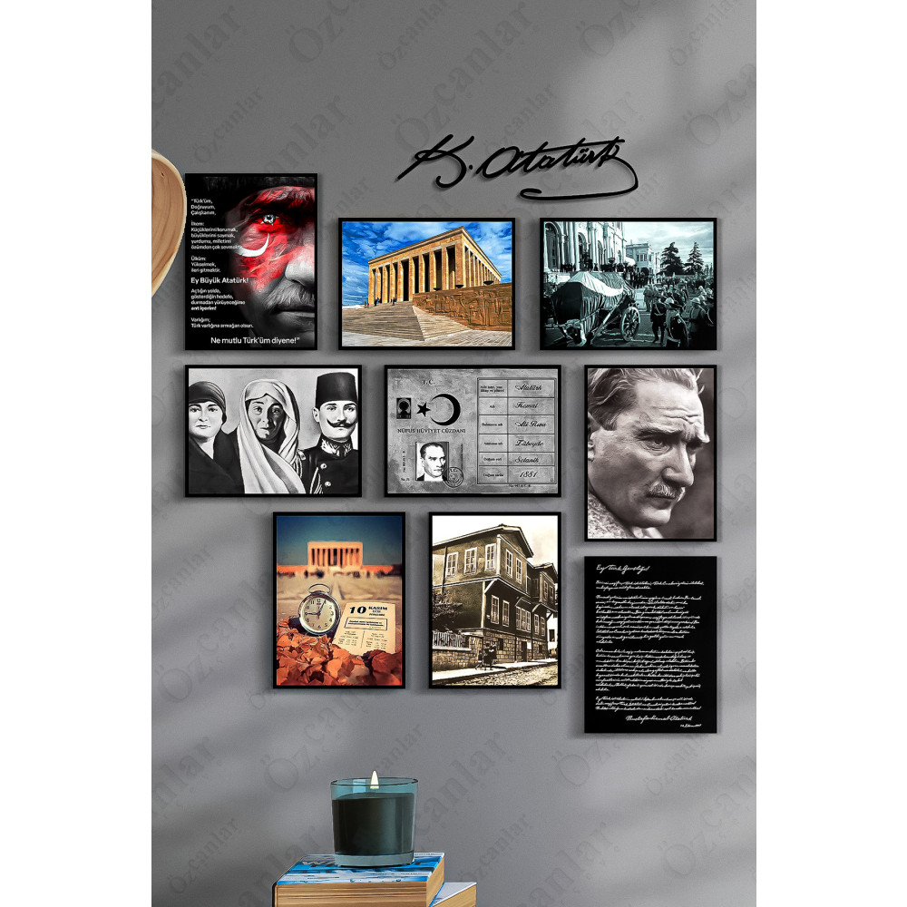 ÖZCANLAR ÇERÇEVE Çerçevesiz Çerçeve Görünümlü Atatürk Mdf Tablo Seti Gençliğe Hitabe Andımız Anıtkabir Mdf Tablo 15 x 20 Beden Tablo & Poster Fiyatı