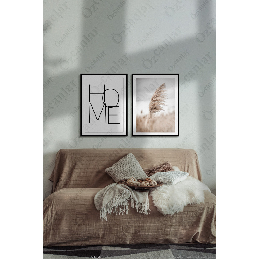 ÖZCANLAR ÇERÇEVE Home Temalı Çerçevesiz Çerçeve Görünümlü 2 Parça Mdf Duvar Tablo Seti Mdf Tablo Set 20 x 30 Beden Tablo & Poster Fiyatı