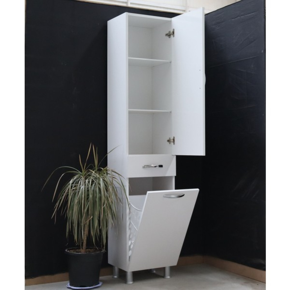 Özceden Boy Dolabı Sepetli 40 cm Mdf Banyo - Beyaz Banyo Dolabı / Mobilyası Fiyatı