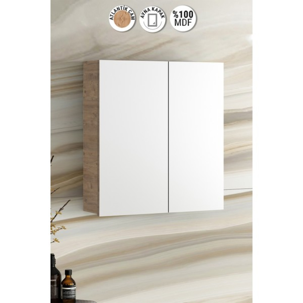 Özceden Çiğdem 65 cm Atlantik Çam Mdf Aynalı Asma Banyo Üst Dolabı Banyo Dolabı / Mobilyası Fiyatı
