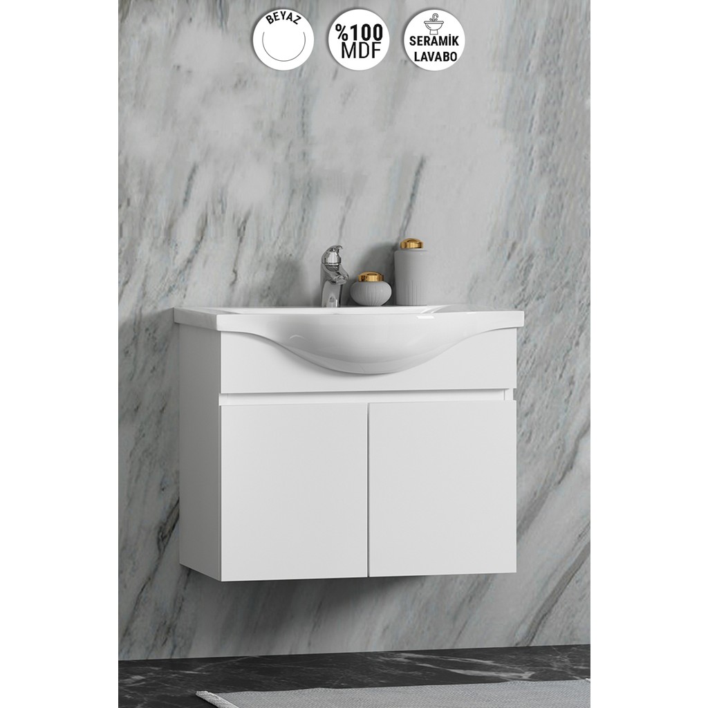Özceden Yıldız 65 Komple Beyaz Alt Dolap ve Lavabo Taşı Mdf Diğer Fiyatı