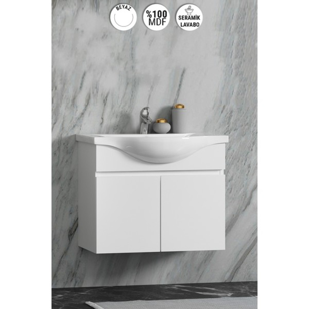 Özceden Yıldız 80 cm Alt Dolap ve Lavabo Taşı Asma Banyo Dolabı / Mobilyası Fiyatı