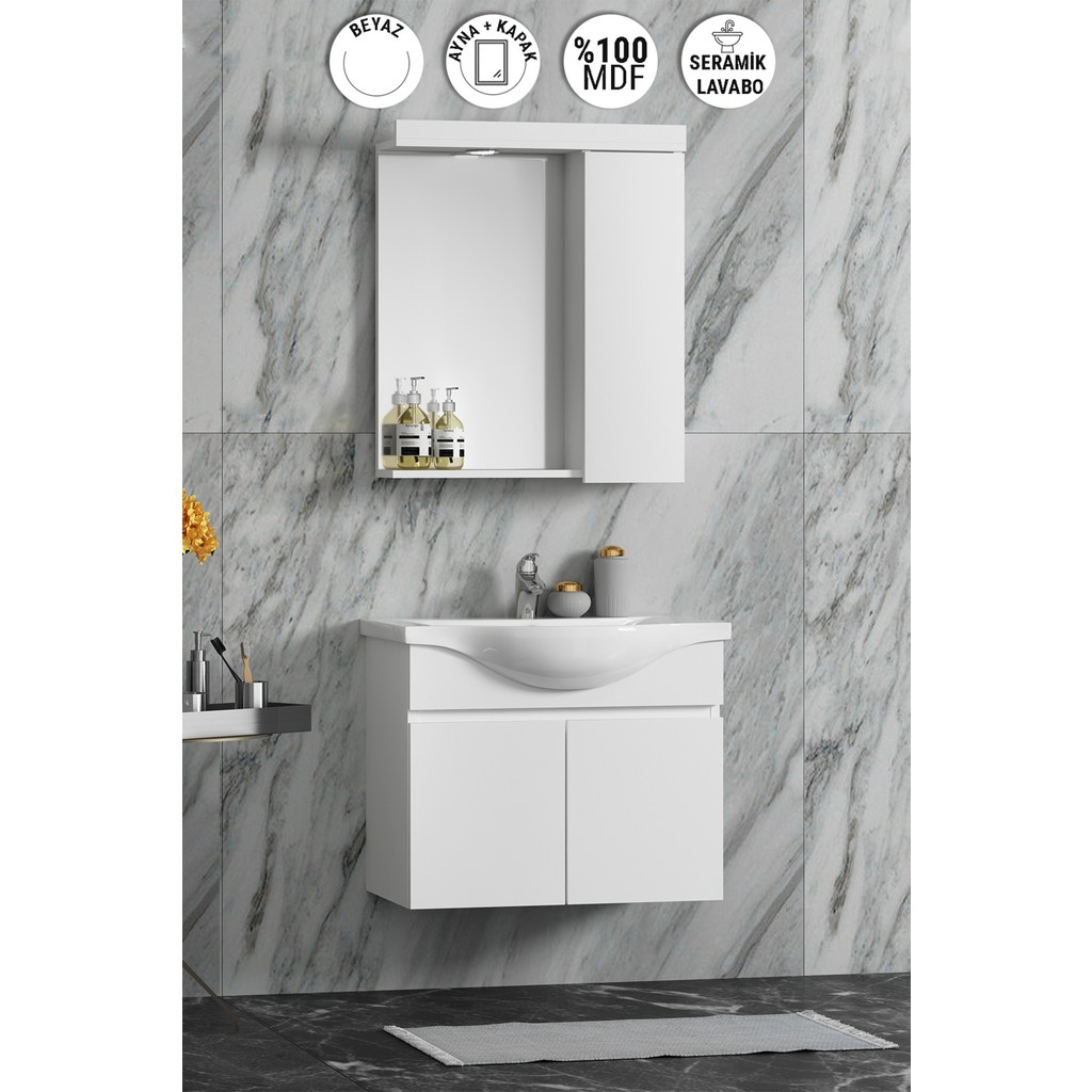 Özceden Yıldız Banyo Dolabı 55CM Beyaz Asma Banyo Dolabı / Mobilyası Fiyatı