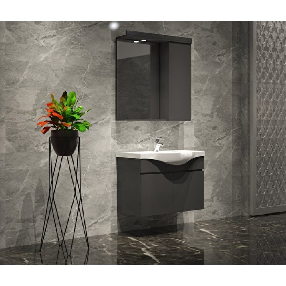 Özceden Yıldız Banyo Dolabı Takımı 65 cm  Komple Renkli Antrasit Gri Mat Banyo Dolabı / Mobilyası Fiyatı