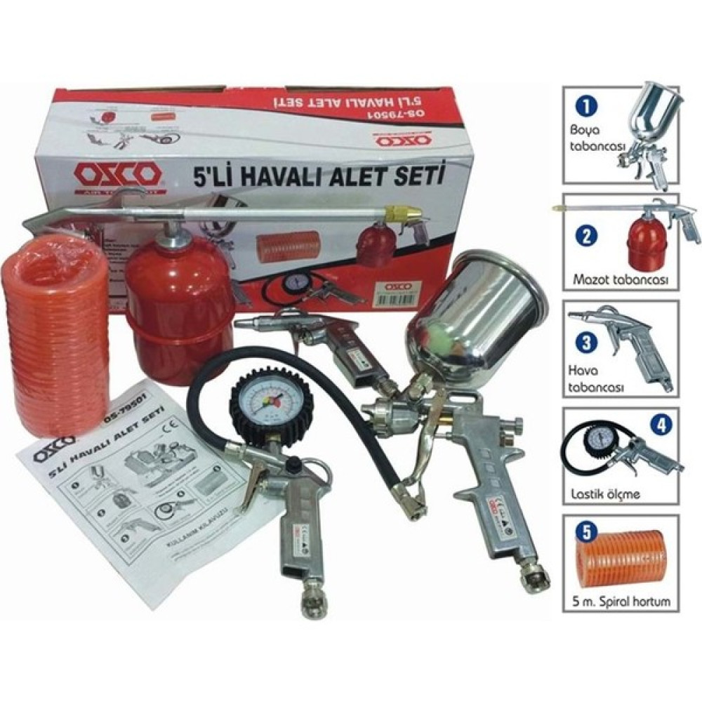 Ozco FS-5000C Havalı Alet Seti 5 Parça Elektrikli El Aletleri Fiyatı