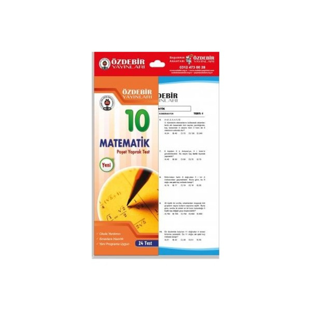 Özde Bir Yayınları 10. Sınıf Matematik Poşet Yaprak Test Yaprak Testler Fiyatı
